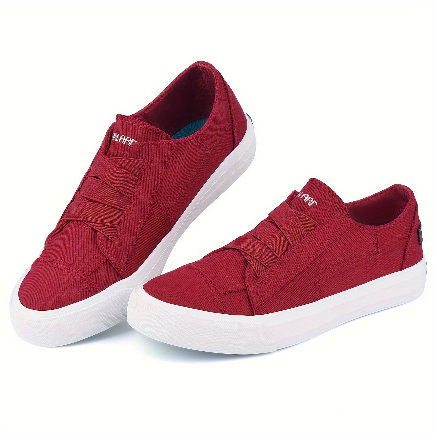 Women's Casual Slip-On Canvas Sneakers - No Laces, Elastic Low Top