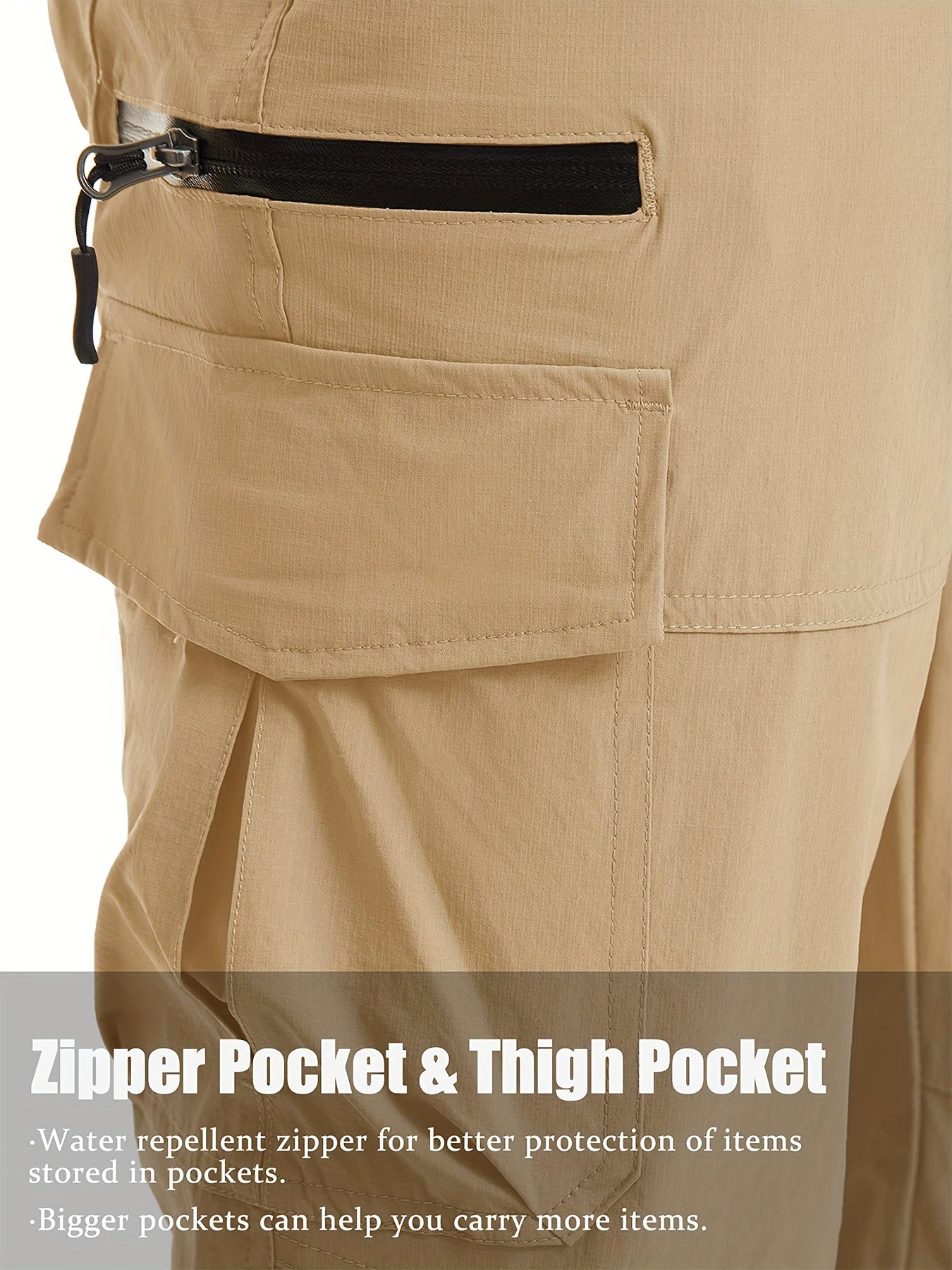 Men's Nylon Spandex, Lightweight, Breathable, Elastic Side, Water-resistant Cargo Pants