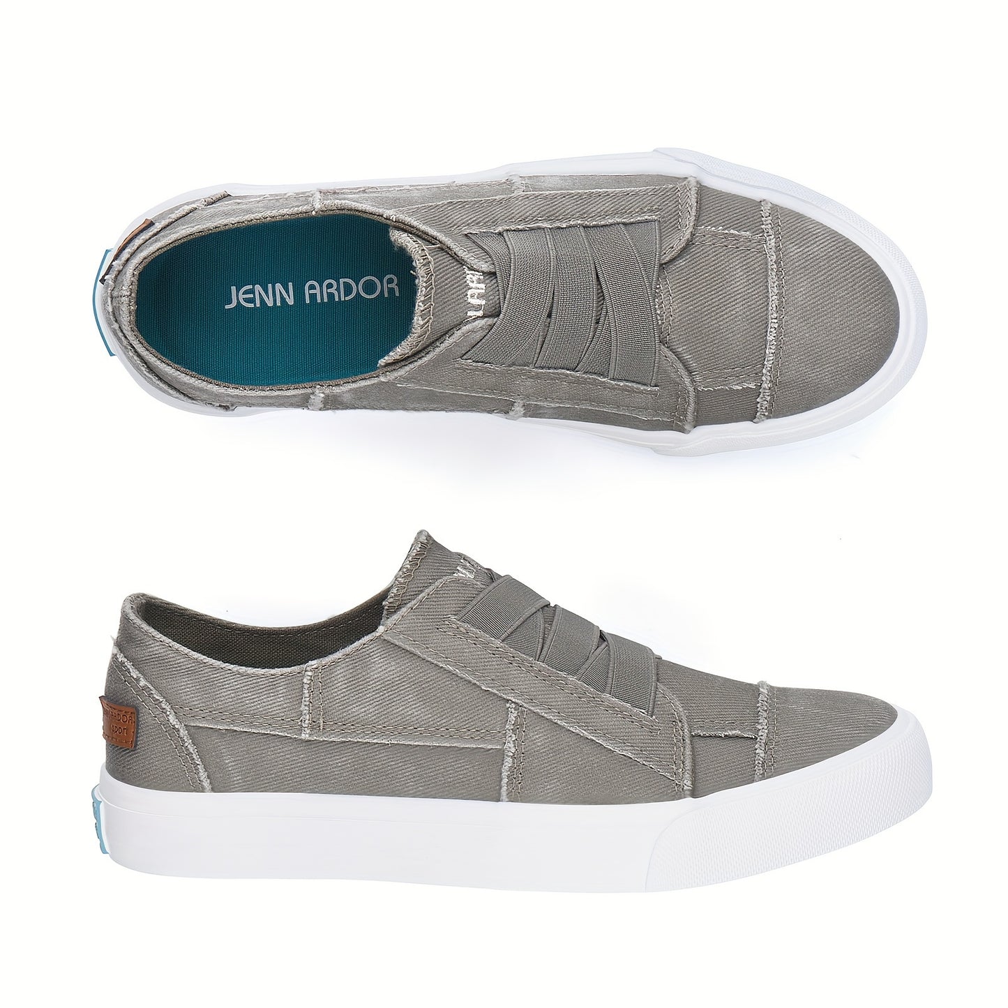 Women's Casual Slip-On Canvas Sneakers - No Laces, Elastic Low Top