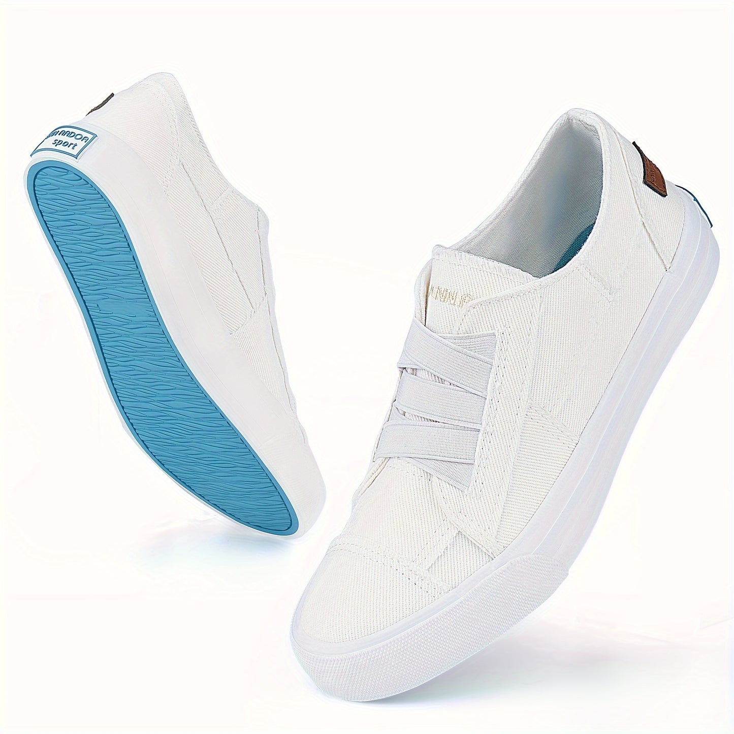 Women's Casual Slip-On Canvas Sneakers - No Laces, Elastic Low Top