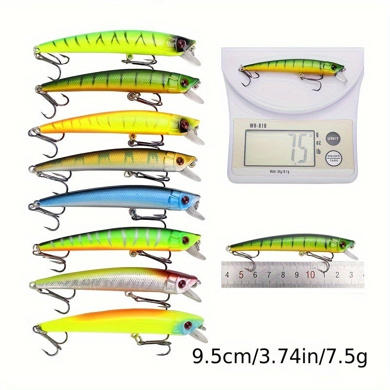 Topwater Minnow Fishing Lures Set, ABS Hard Bait Plastic Crank Baits, Versatile Fishing Tackle Kit