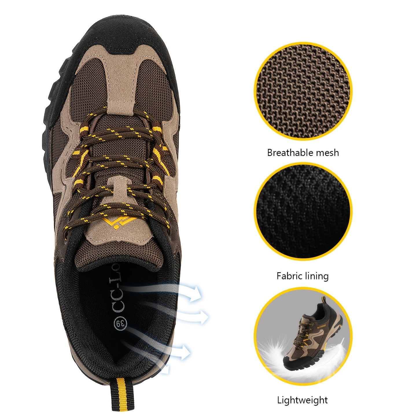 CC-Los Women's Waterproof Hiking Shoes Lightweight Breathable for Outdoor Climbing Size 5.5-11