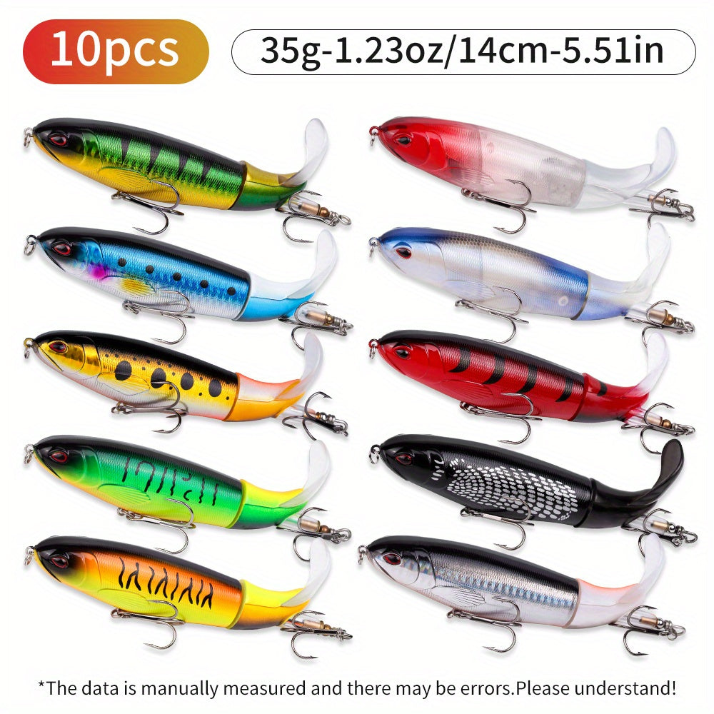 Dynamic Top Water Pencil Simulation Hard Bait Lure Kit With Lifelike 360 Degree Propeller Tail