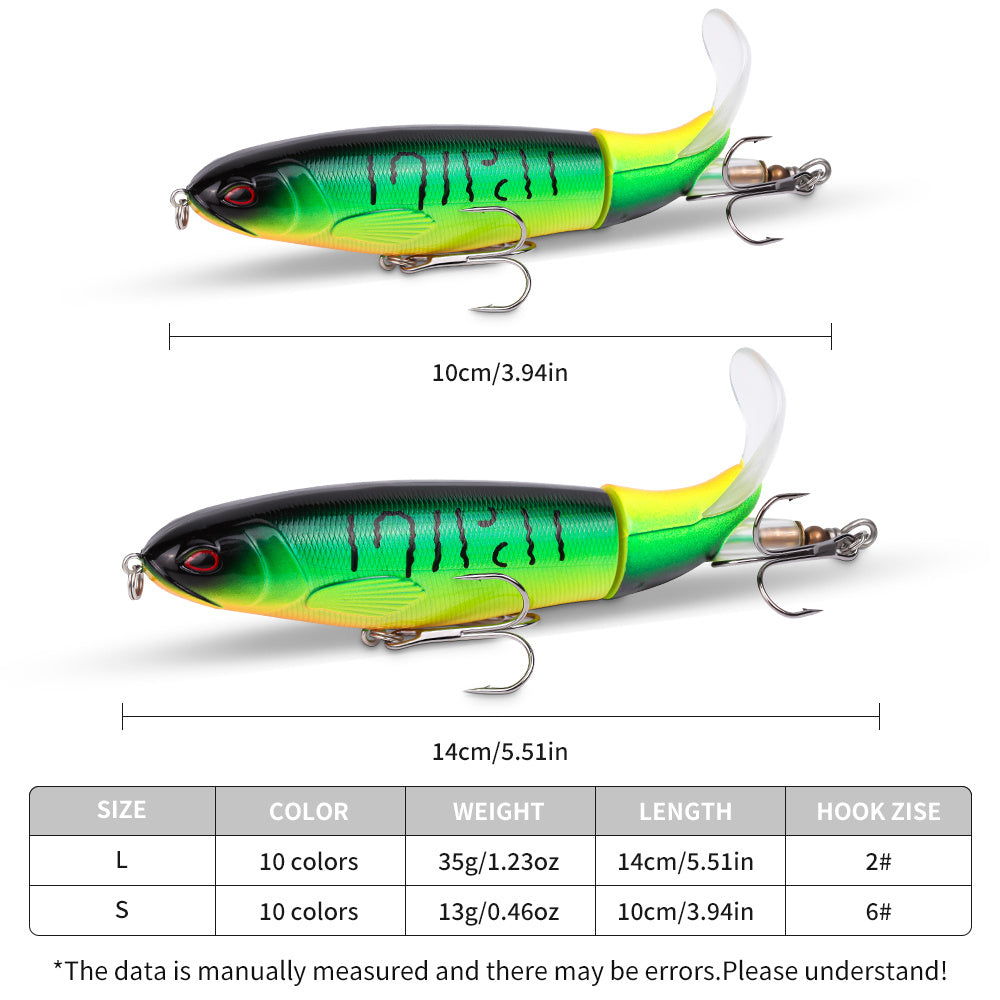 Dynamic Top Water Pencil Simulation Hard Bait Lure Kit With Lifelike 360 Degree Propeller Tail