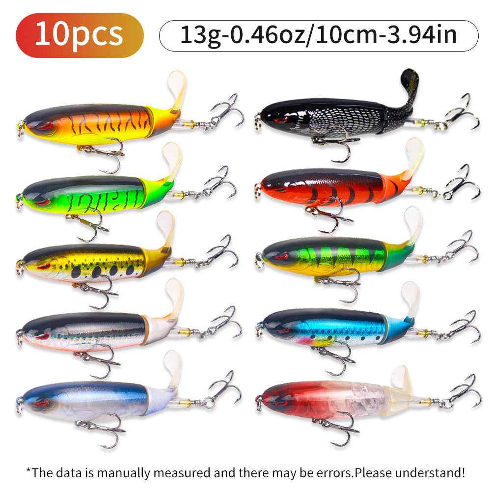 Dynamic Top Water Pencil Simulation Hard Bait Lure Kit With Lifelike 360 Degree Propeller Tail