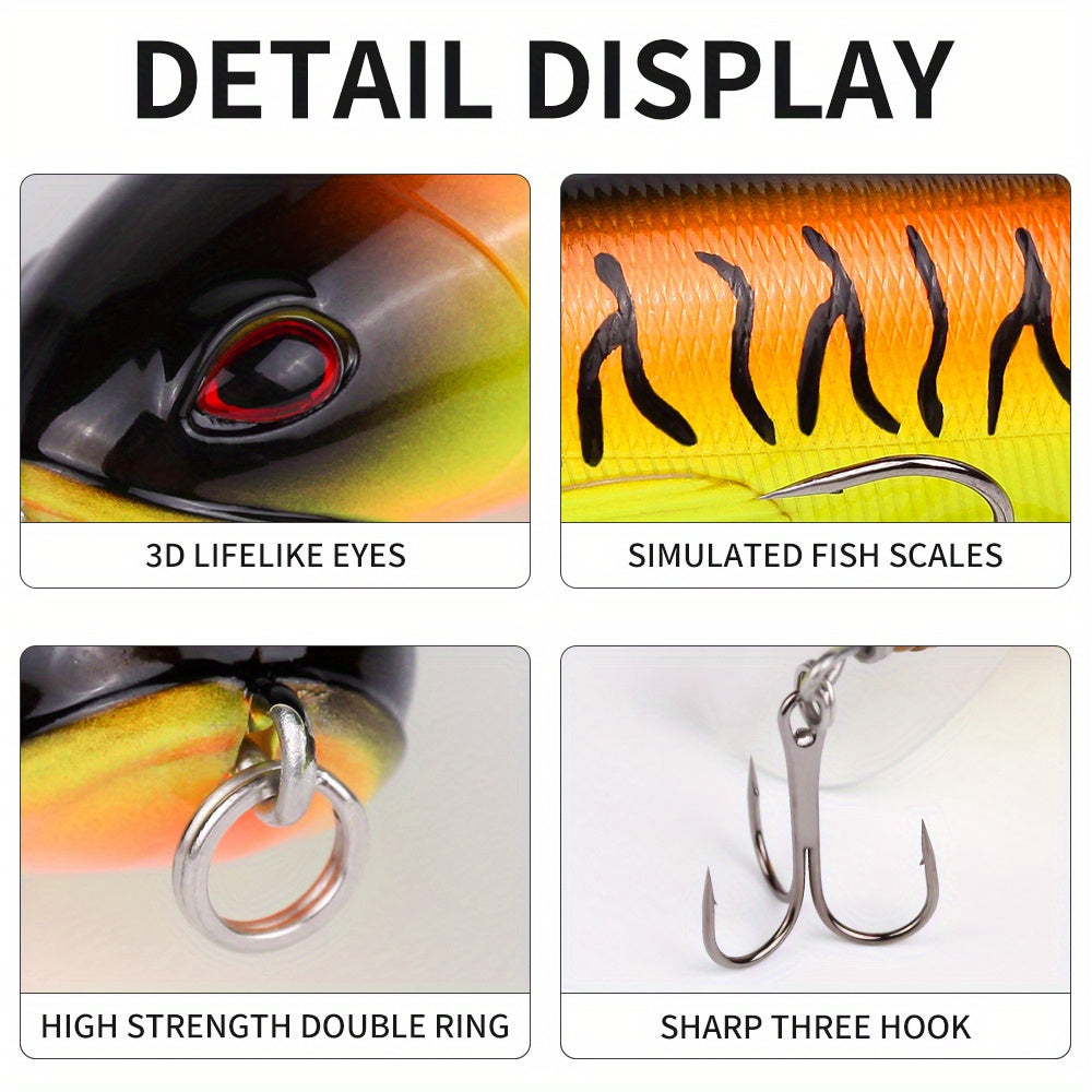 Dynamic Top Water Pencil Simulation Hard Bait Lure Kit With Lifelike 360 Degree Propeller Tail