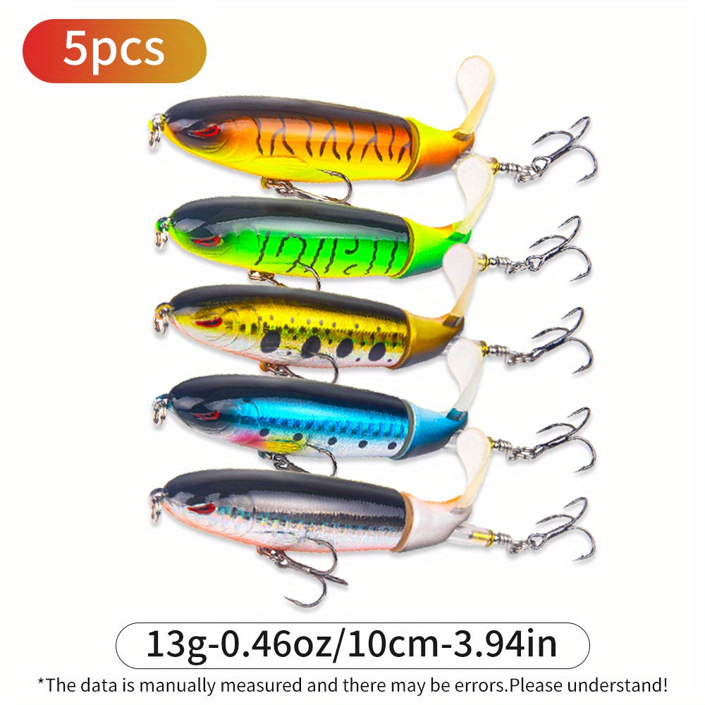 Dynamic Top Water Pencil Simulation Hard Bait Lure Kit With Lifelike 360 Degree Propeller Tail