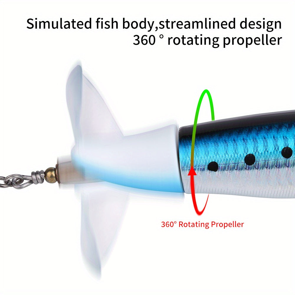 Dynamic Top Water Pencil Simulation Hard Bait Lure Kit With Lifelike 360 Degree Propeller Tail