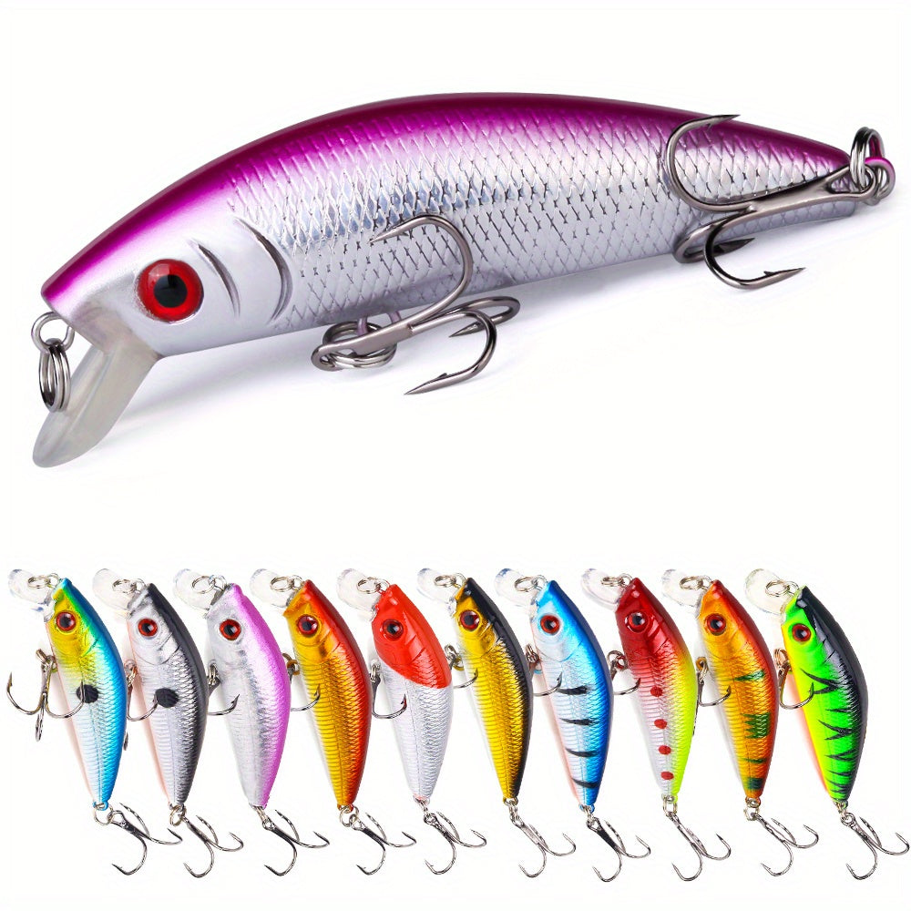 Hard Fishing Lures Set, Includes Minnow Popper Pencil Crank Baits for Bass Pike Fit