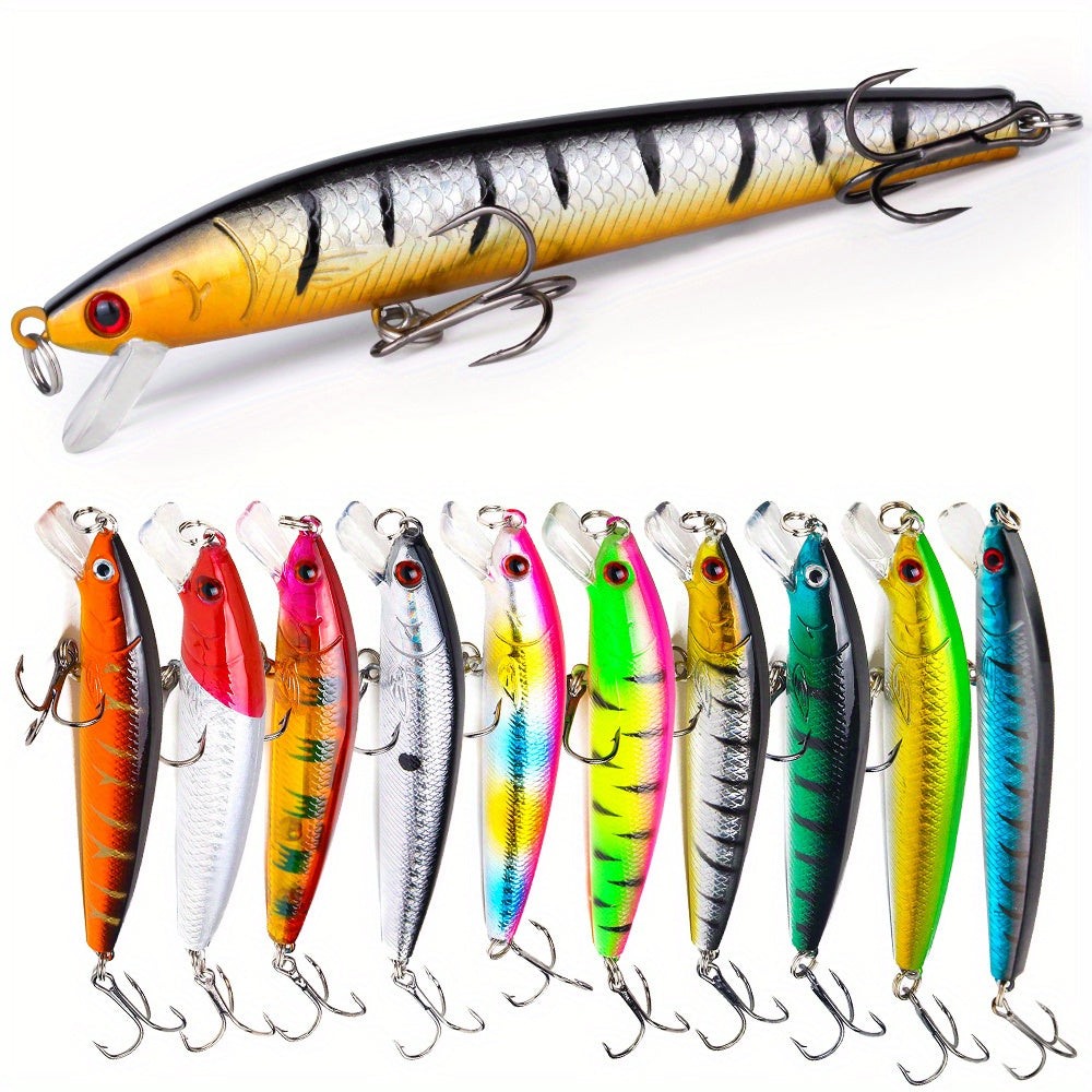 Hard Fishing Lures Set, Includes Minnow Popper Pencil Crank Baits for Bass Pike Fit