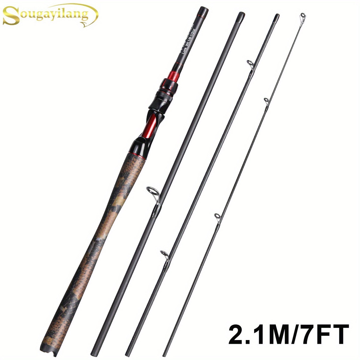 Sougayilang Carbon Fiber Baitcasting Rod, Medium Action, Medium Power Level, for Casting Technique