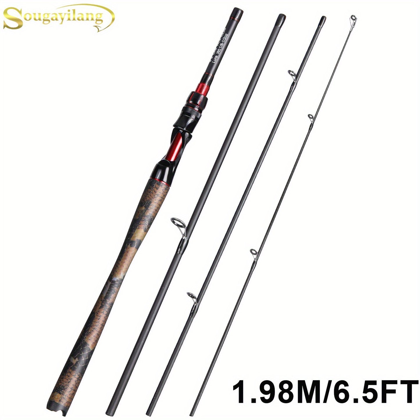 Sougayilang Carbon Fiber Baitcasting Rod, Medium Action, Medium Power Level, for Casting Technique