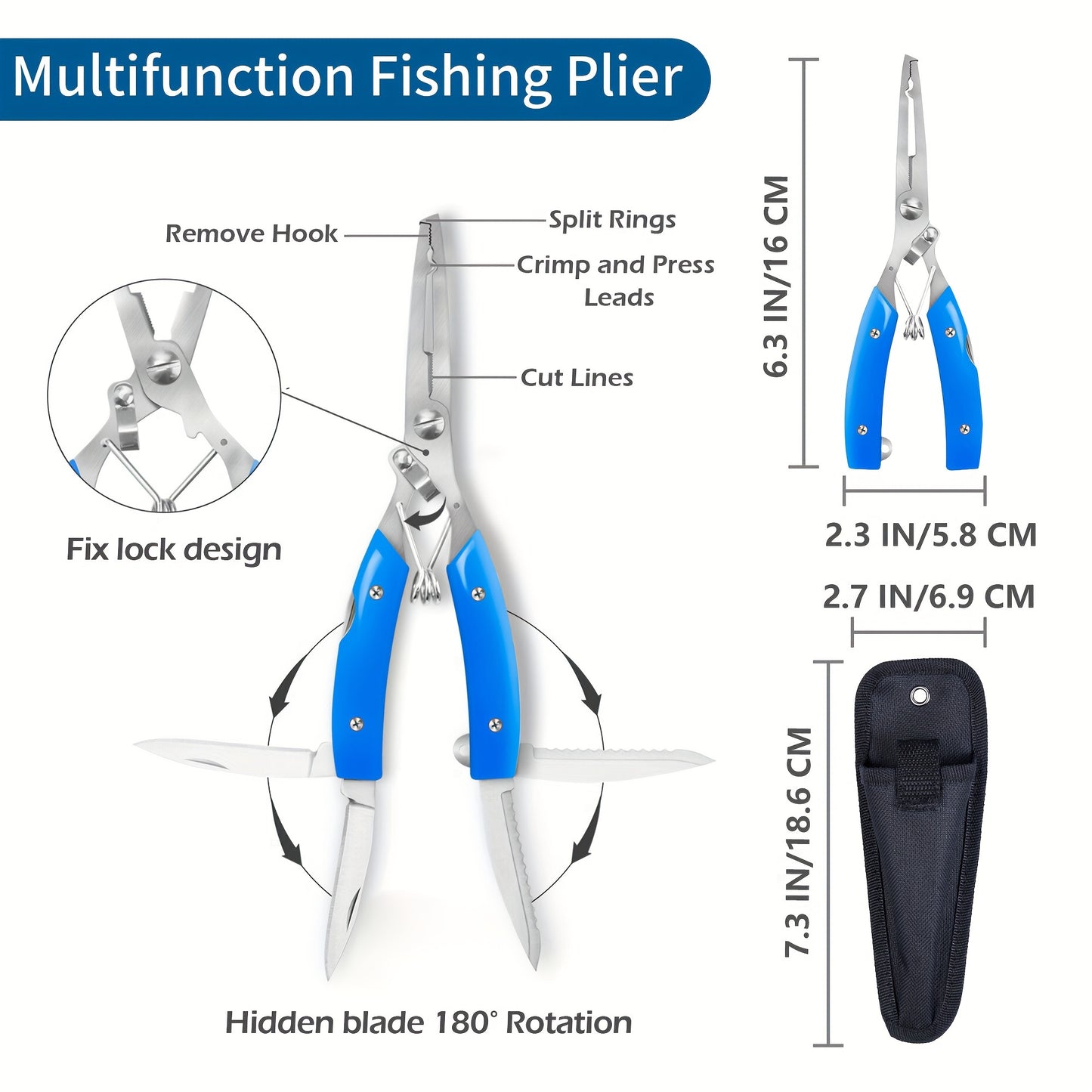 Durable Fishing Net Kit with Fish Gripper, Pliers, Hook Remover, Durable Rubber Coated Net - Anti-Slip Foam Handle