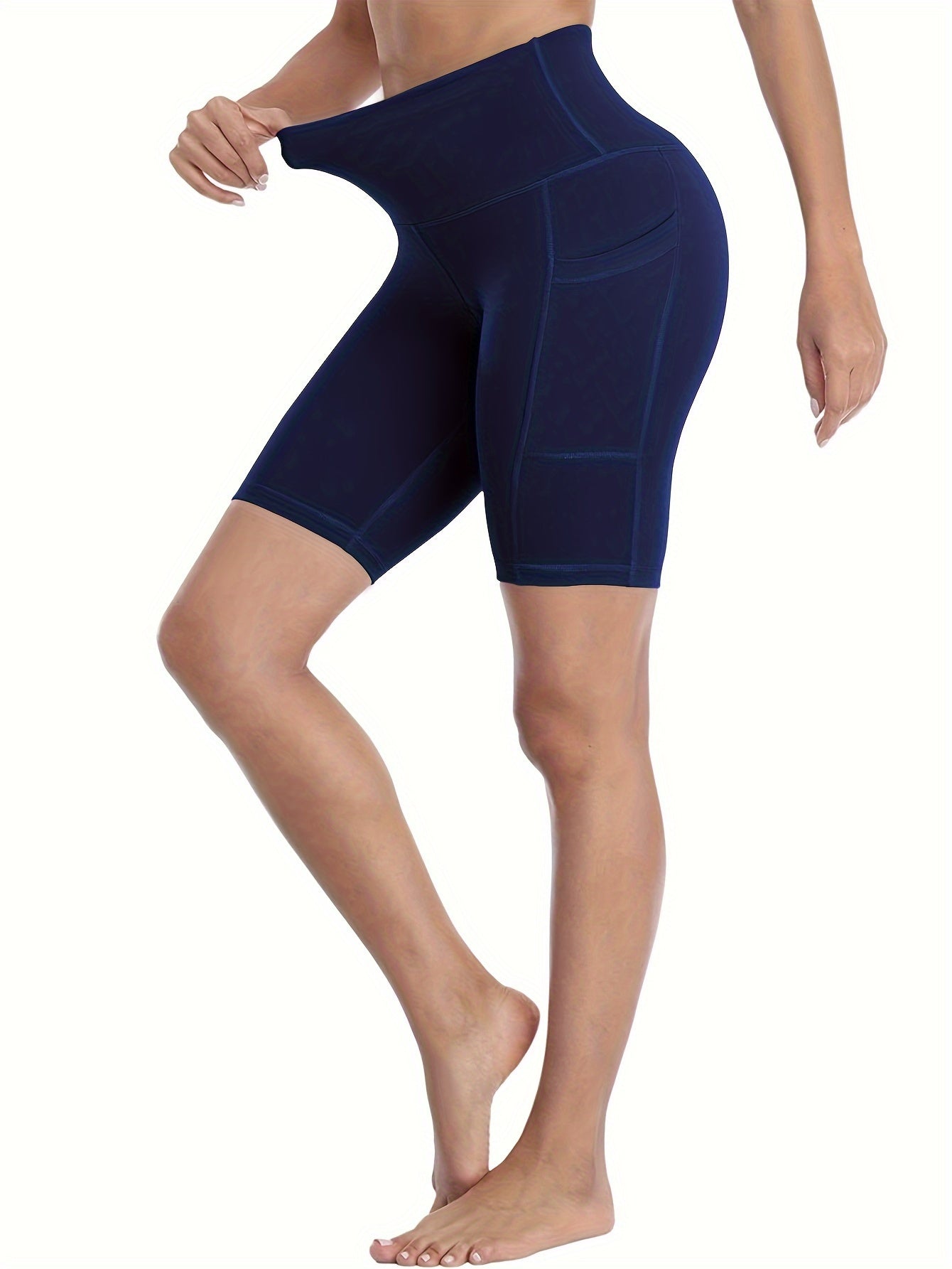 Three-piece Women's Casual Tight-Fitting Sports Shorts, with Pockets, Running Training Activewear