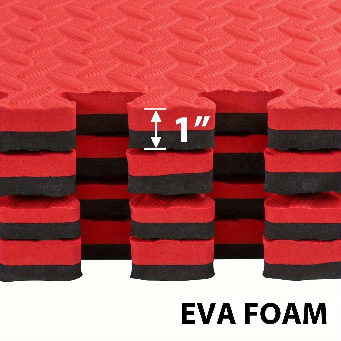 1 Inch Thick 48 Sq Ft Rubber Top High Density EVA Foam Exercise Gym Mats 12pcs - For Home Gym Floor