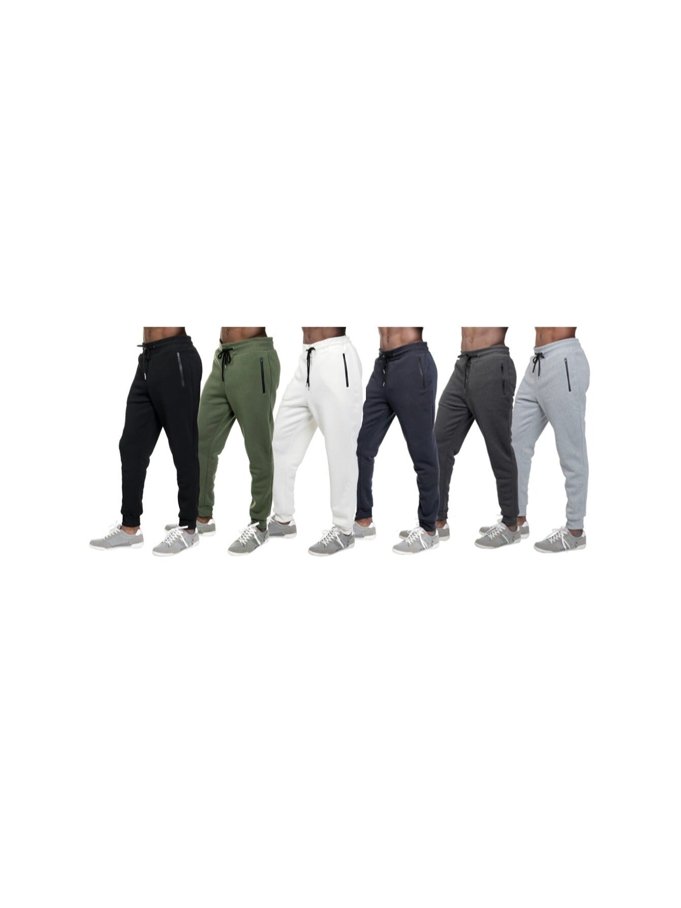 6-Pack Ever Tech Lucky No. 1 Men's Fleece Jogger Sweatpants with Zipper Pocket & Drawstring (S-3XL)