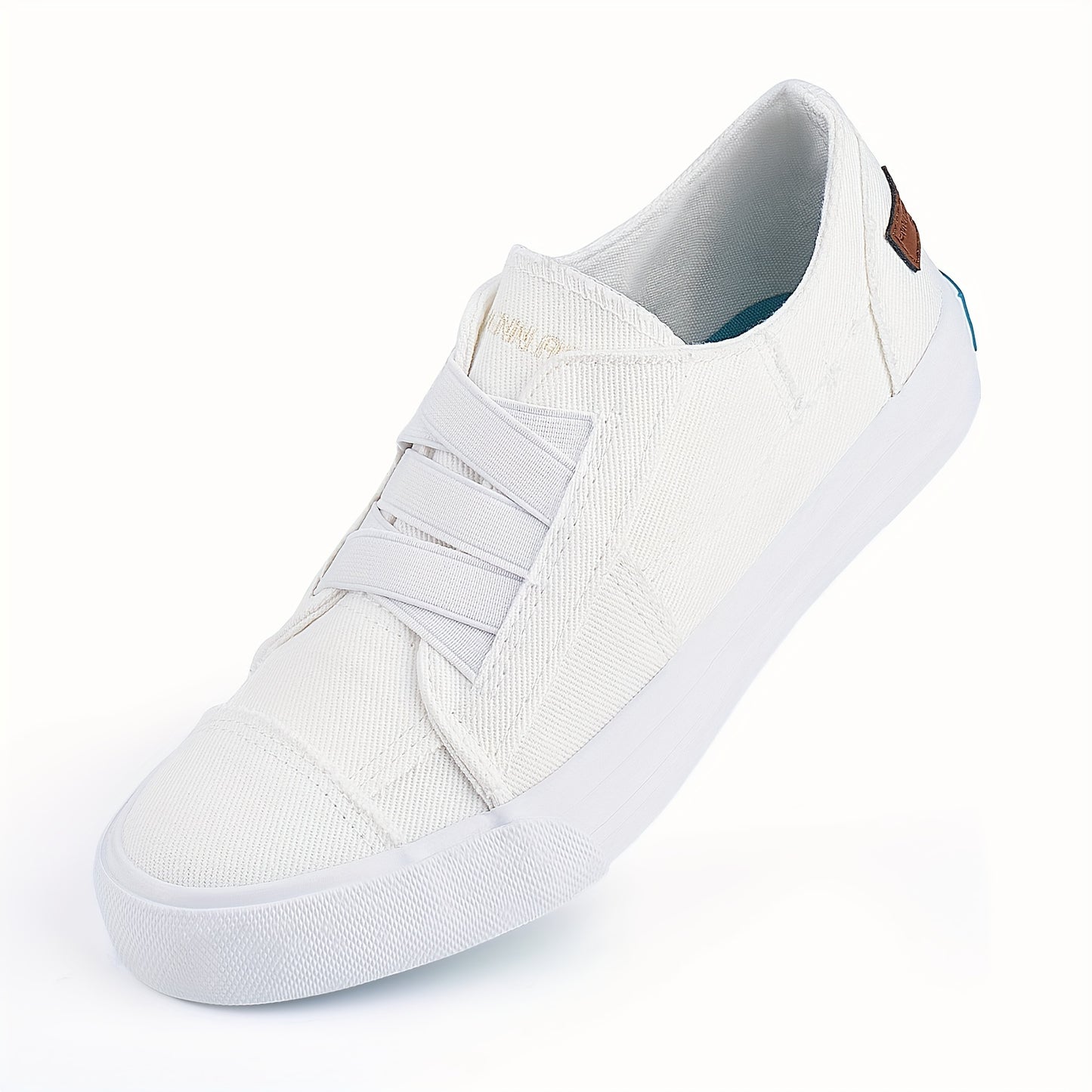 Women's Casual Slip-On Canvas Sneakers - No Laces, Elastic Low Top