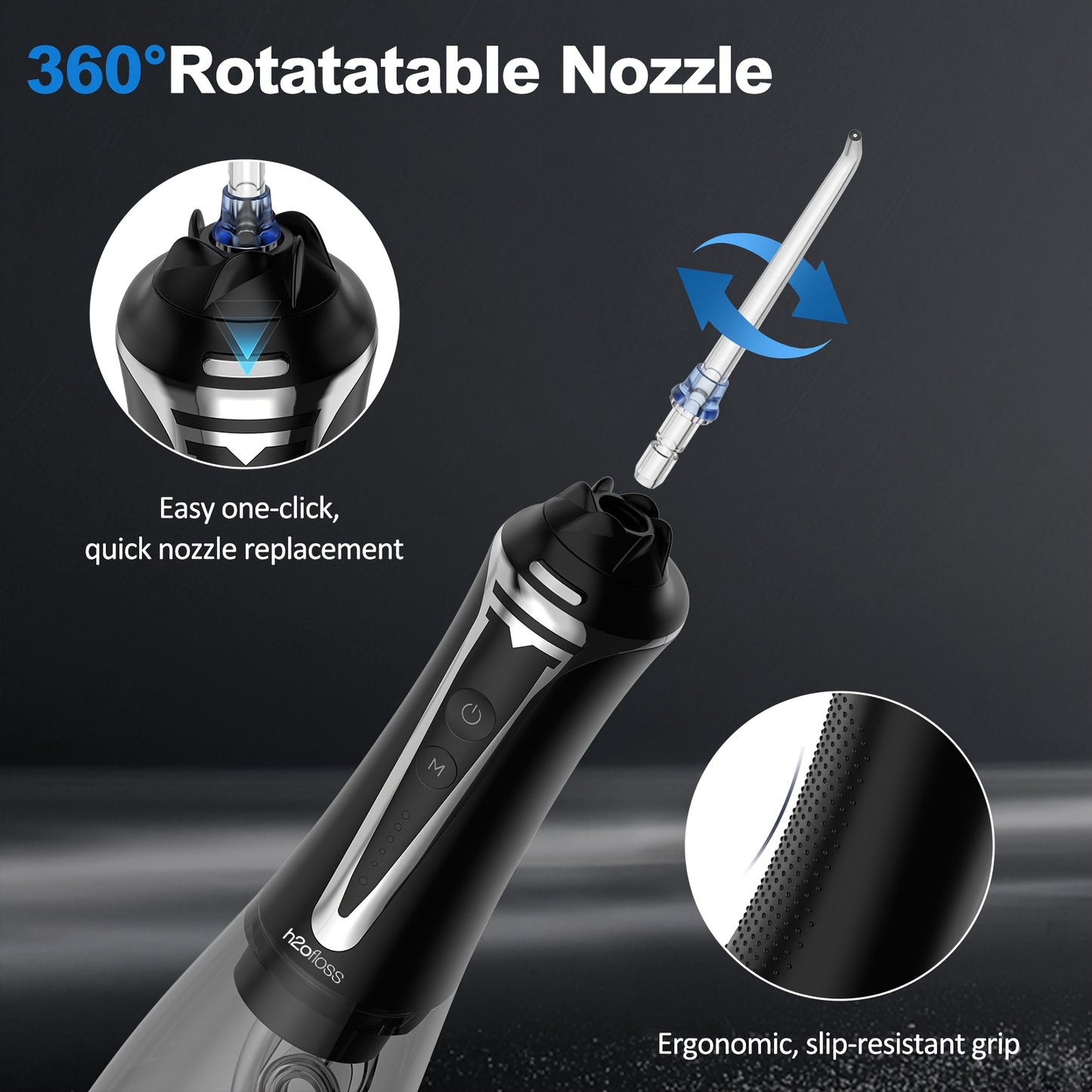 H2OFLOSS Cordless Water Flosser - 5 Modes, Portable, for Home & Travel, Professional Teeth Cleaning