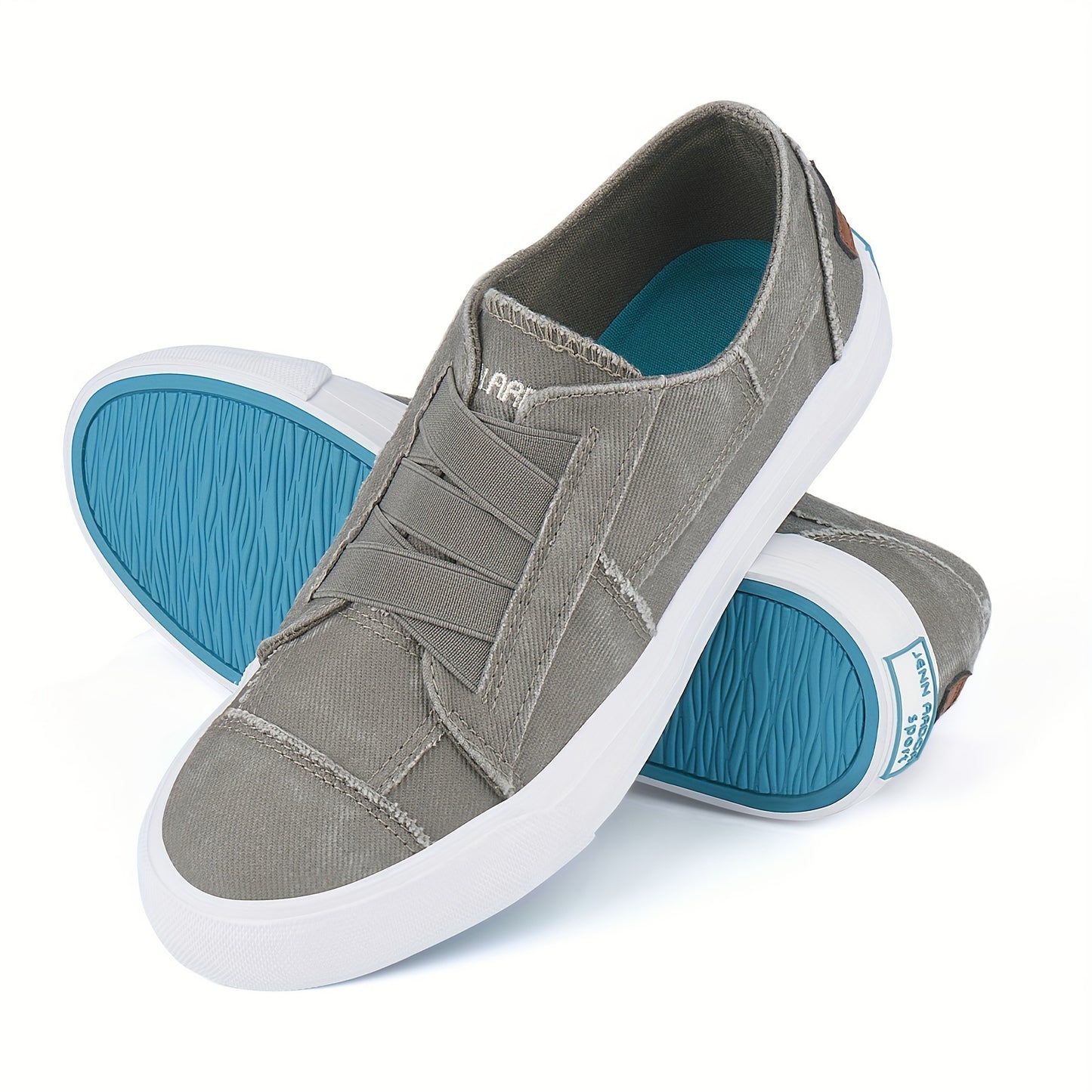 Women's Casual Slip-On Canvas Sneakers - No Laces, Elastic Low Top