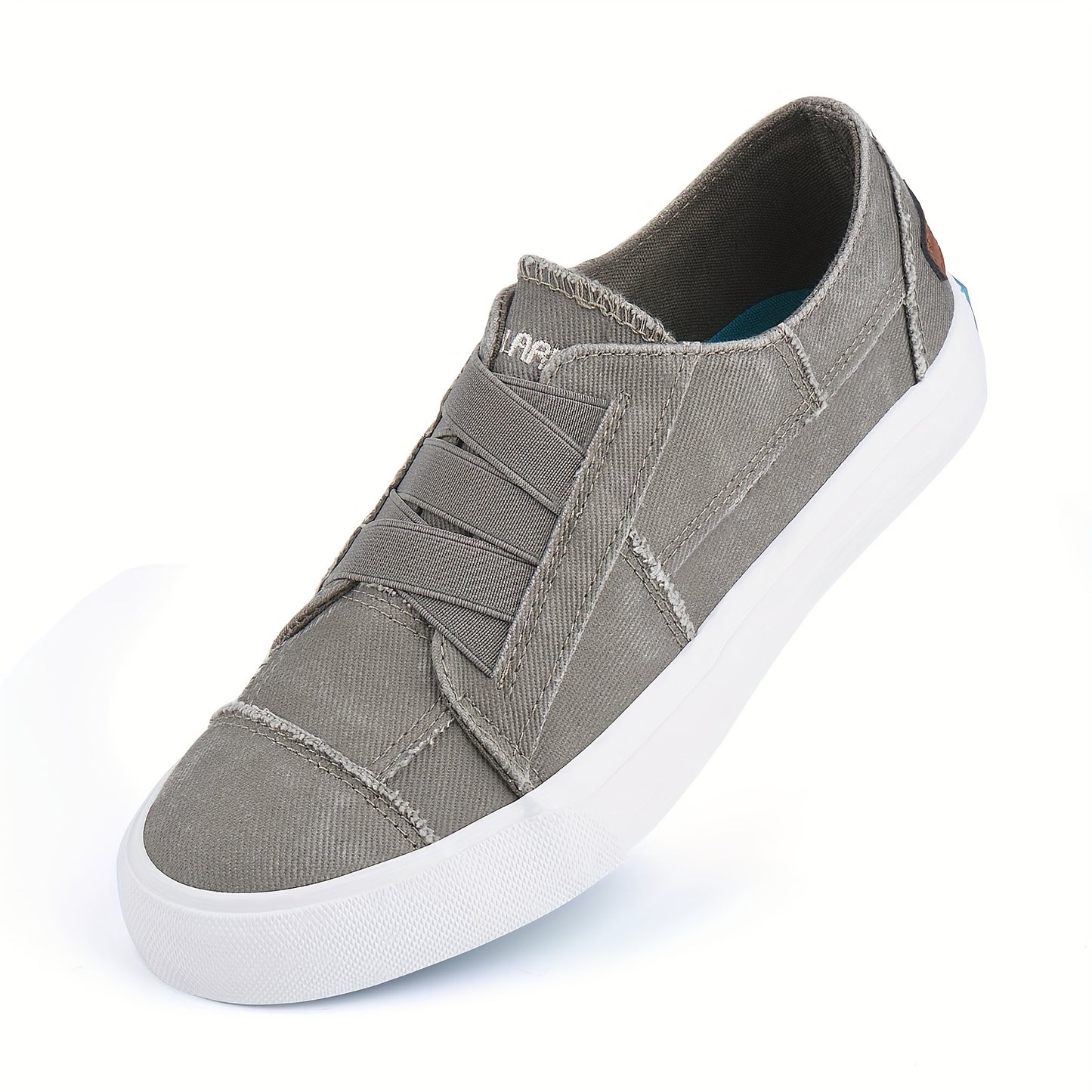 Women's Casual Slip-On Canvas Sneakers - No Laces, Elastic Low Top