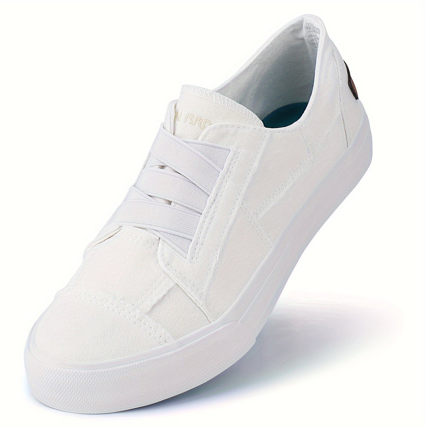 Women's Casual Slip-On Canvas Sneakers - No Laces, Elastic Low Top