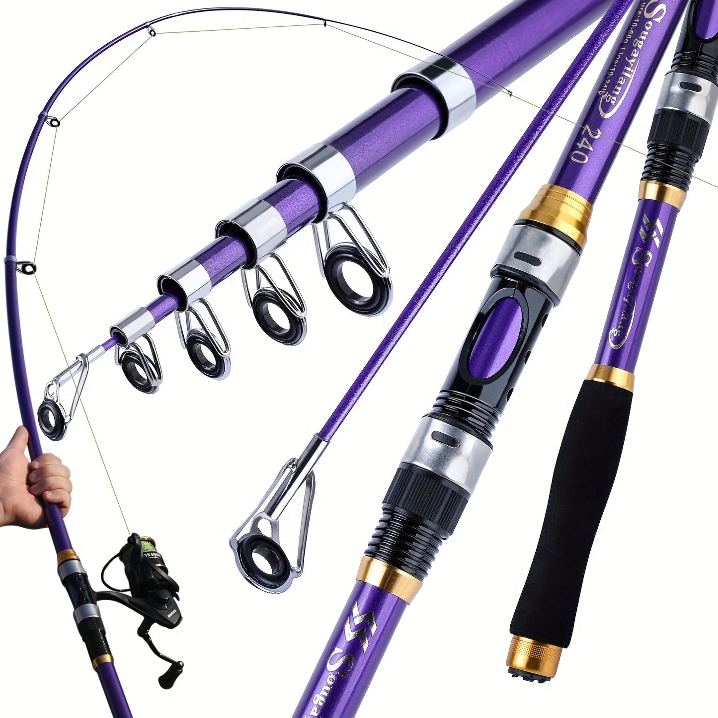 Sougayilang Spinning Rod Max Drag 10Kg Ultralight Carbon Fiber Portable Telescopic Fishing Pole