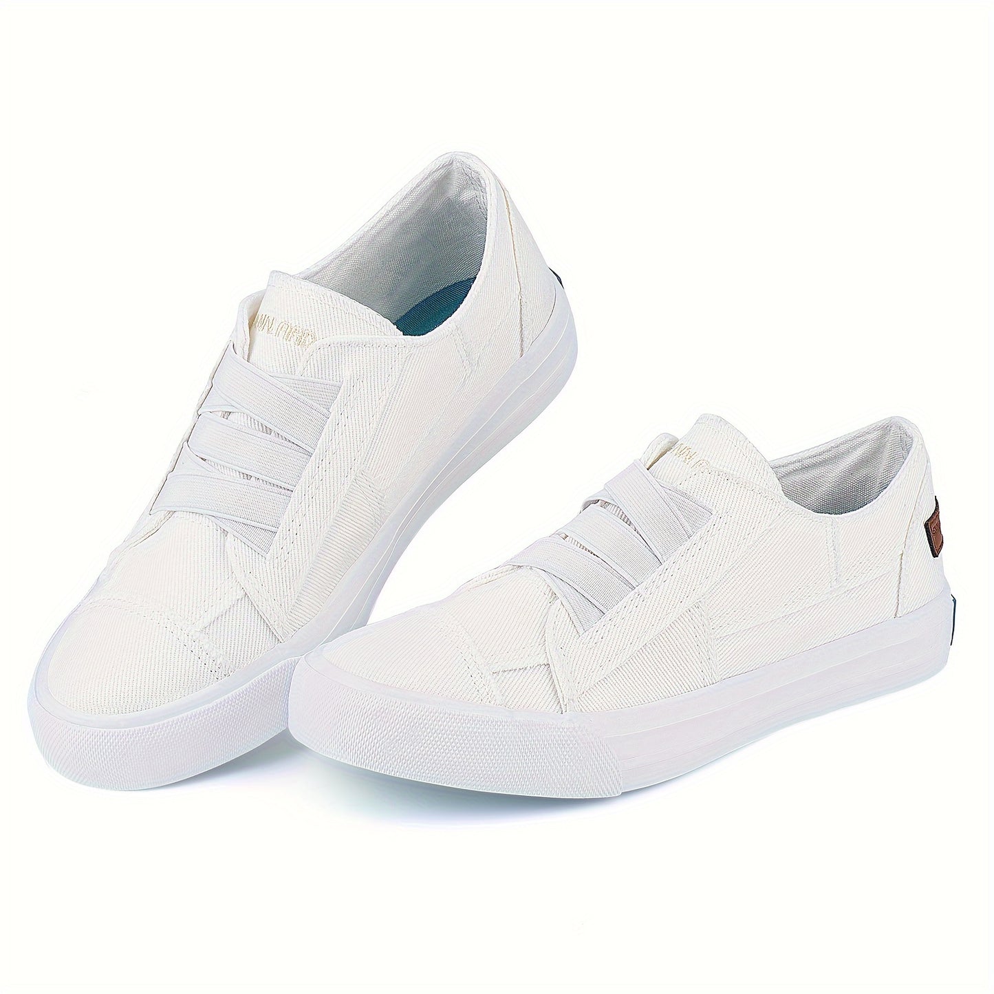 Women's Casual Slip-On Canvas Sneakers - No Laces, Elastic Low Top