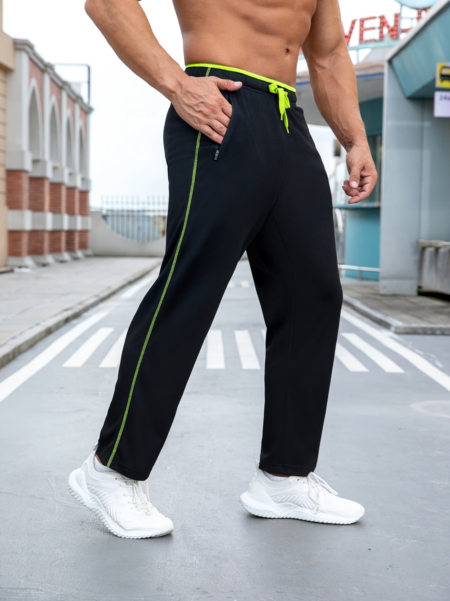 Men's 3 Pack Athletic Sweatpants - Open Bottom, Pocketed, Workout, Running, Training, Jogging Pants