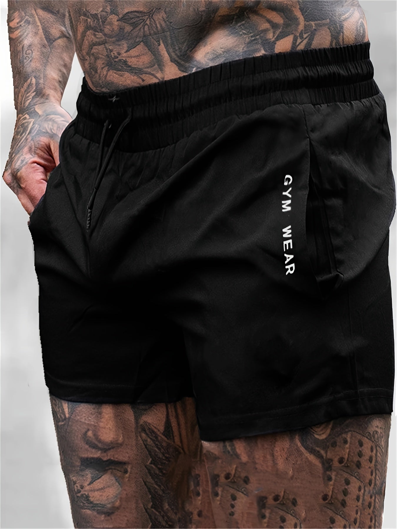 Men's Athletic Muscle Fit Quick Dry Stretch Gym Workout Drawstring Shorts, Breathable, Tight