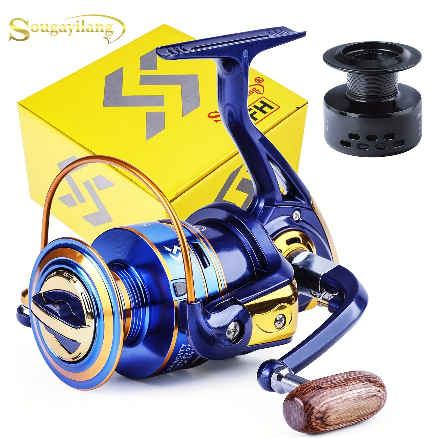 Sougayilang 1pc Spinning Reel, Aluminum Spool, 12 Ball Bearings, 5.2:1/4.9:1 Gear Ratio