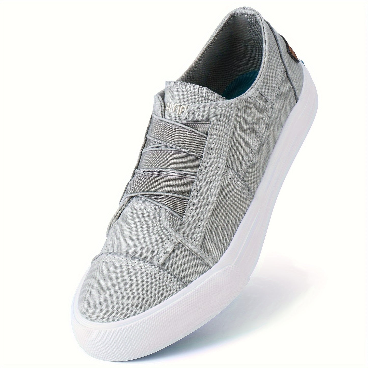 Women's Casual Slip-On Canvas Sneakers - No Laces, Elastic Low Top