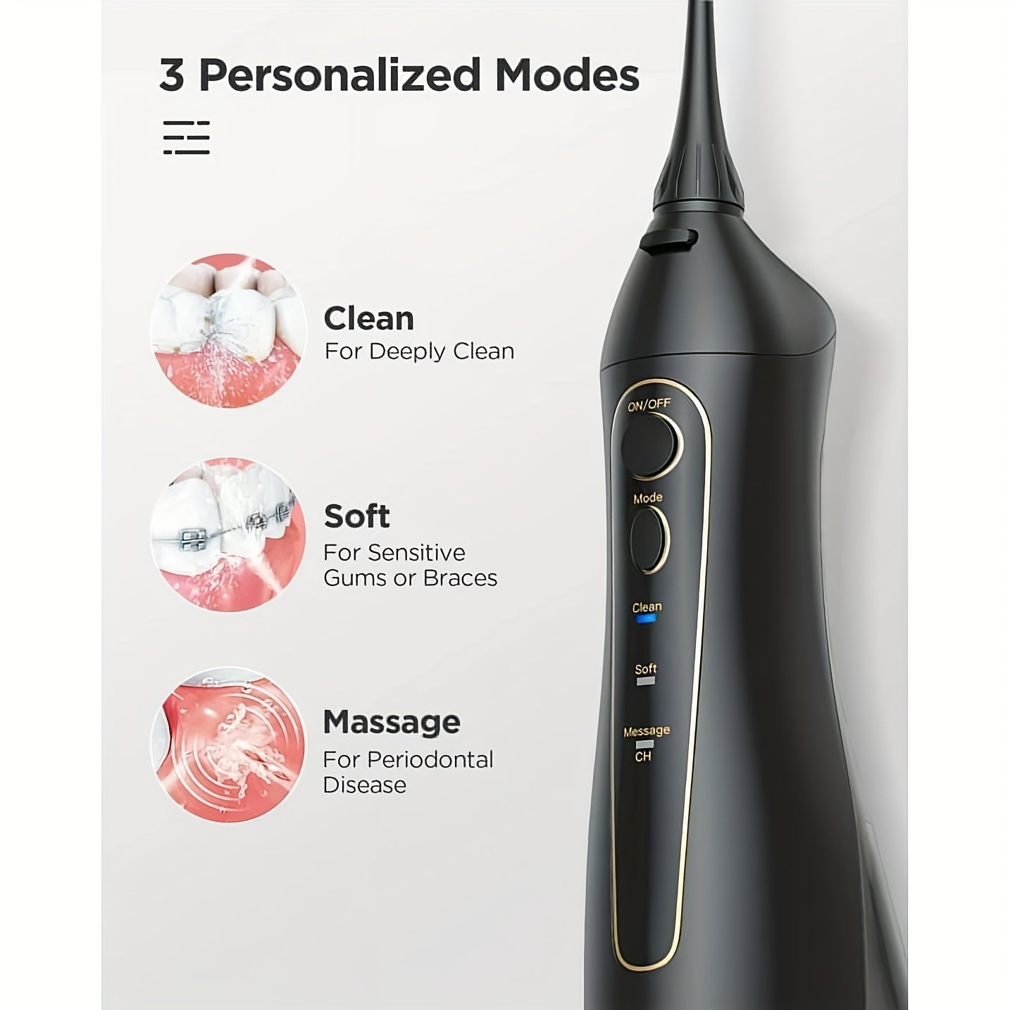 Fairywill Electric Toothbrush And Water Flosser Combo - For Braces Bridges Care, Black