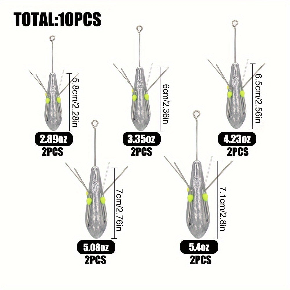 10 Pcs Sputnik Sinker Fishing Equipment Long Tail Weights Saltwater Surf Casting Sinkers