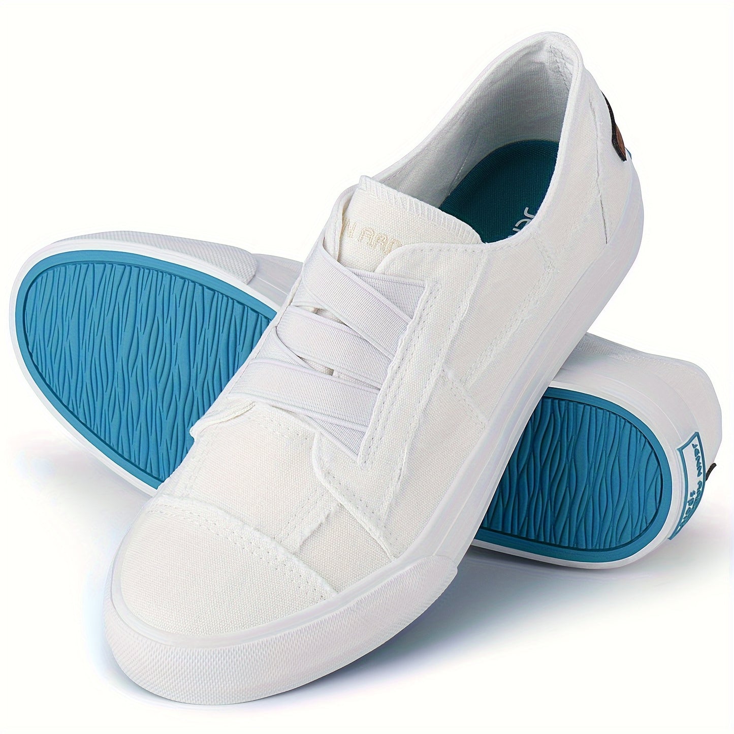 Women's Casual Slip-On Canvas Sneakers - No Laces, Elastic Low Top