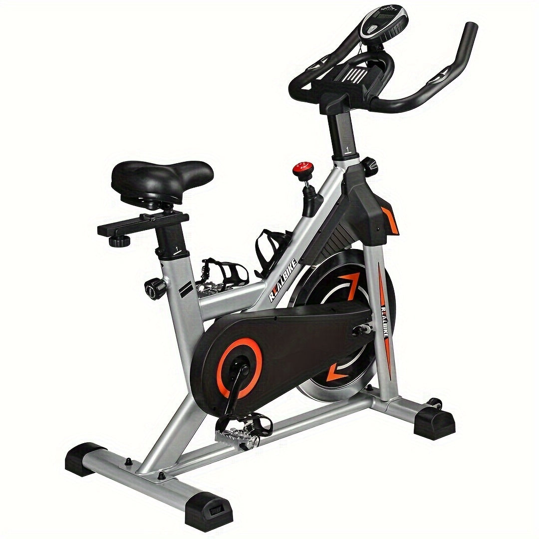 Indoor Exercise Bike with Silent Belt Drive ,Heavy-Duty Flywheel, Adjustable Seat & Upgraded LCD Display