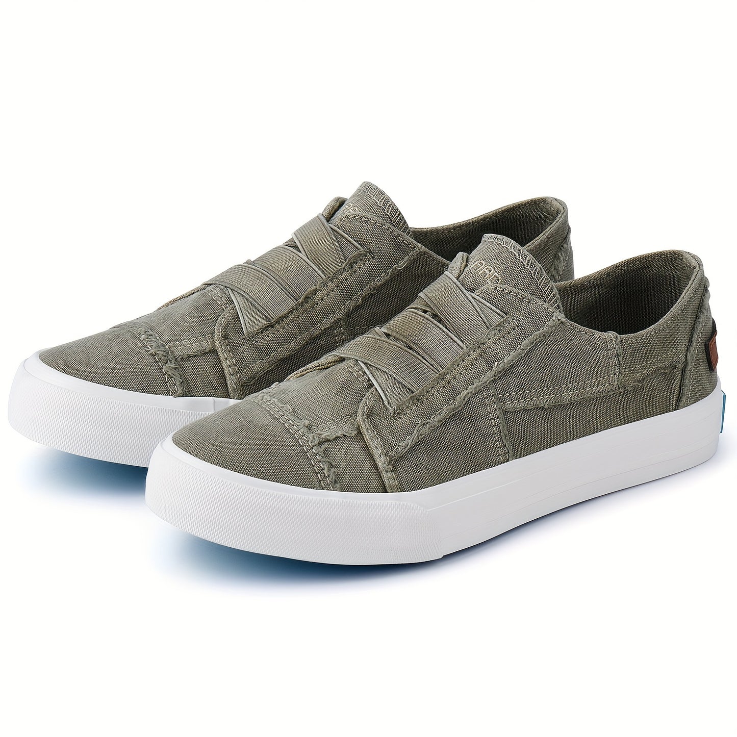 Women's Casual Slip-On Canvas Sneakers - No Laces, Elastic Low Top