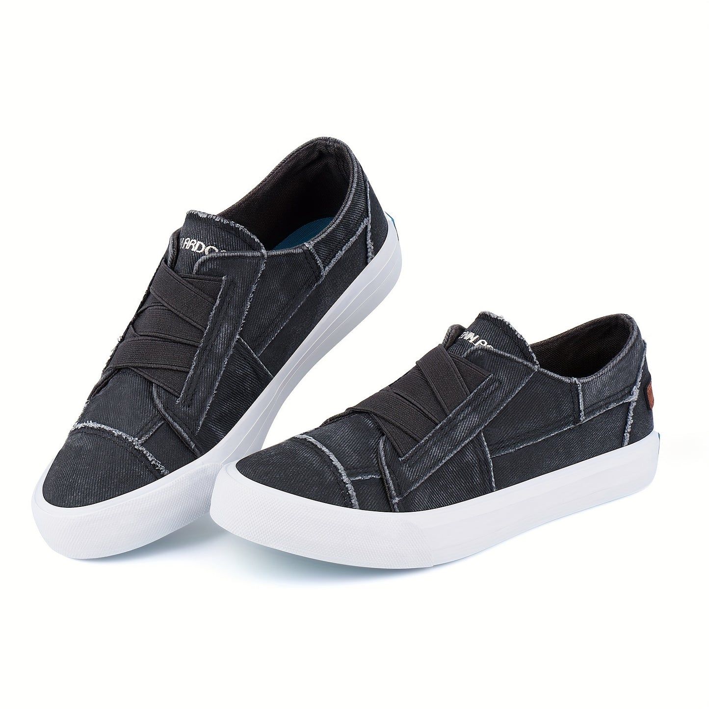 Women's Casual Slip-On Canvas Sneakers - No Laces, Elastic Low Top