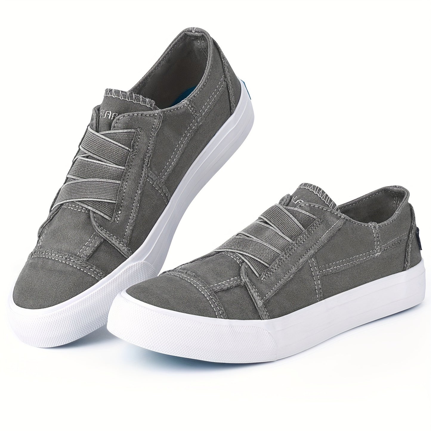 Women's Casual Slip-On Canvas Sneakers - No Laces, Elastic Low Top