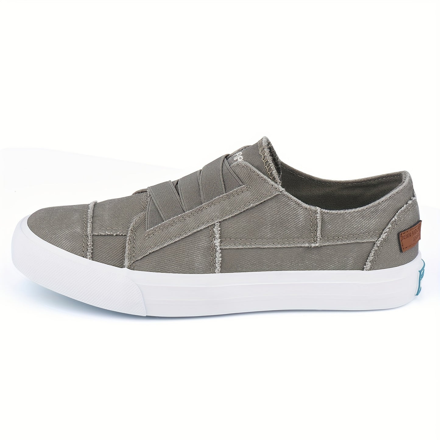 Women's Casual Slip-On Canvas Sneakers - No Laces, Elastic Low Top