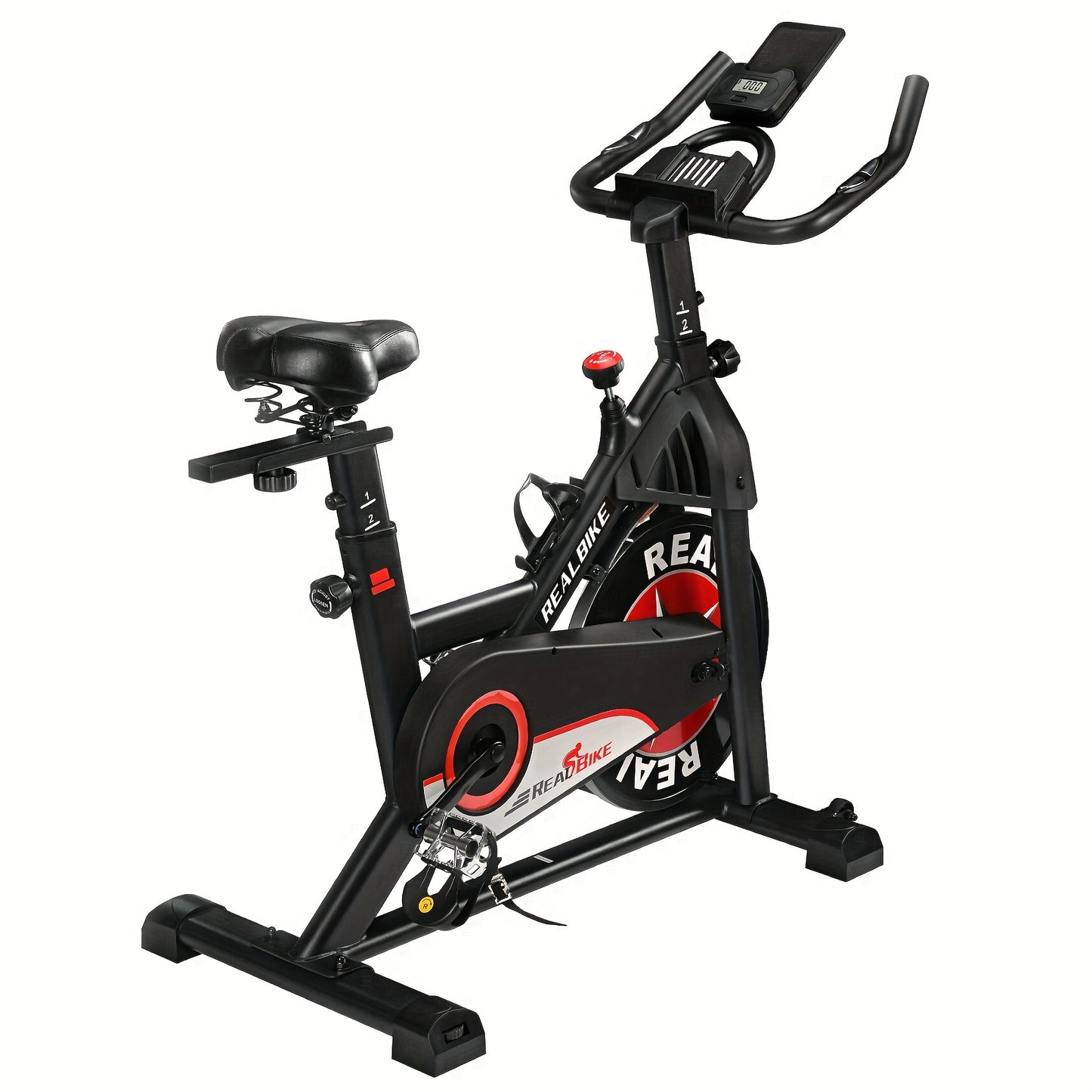 Indoor Exercise Bike with Silent Belt Drive ,Heavy-Duty Flywheel, Adjustable Seat & Upgraded LCD Display