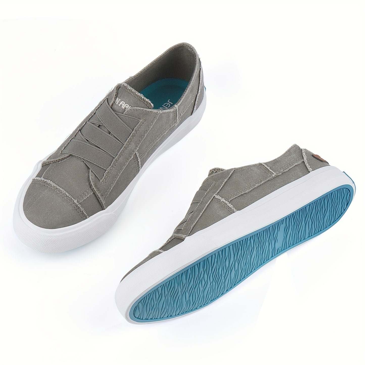 Women's Casual Slip-On Canvas Sneakers - No Laces, Elastic Low Top