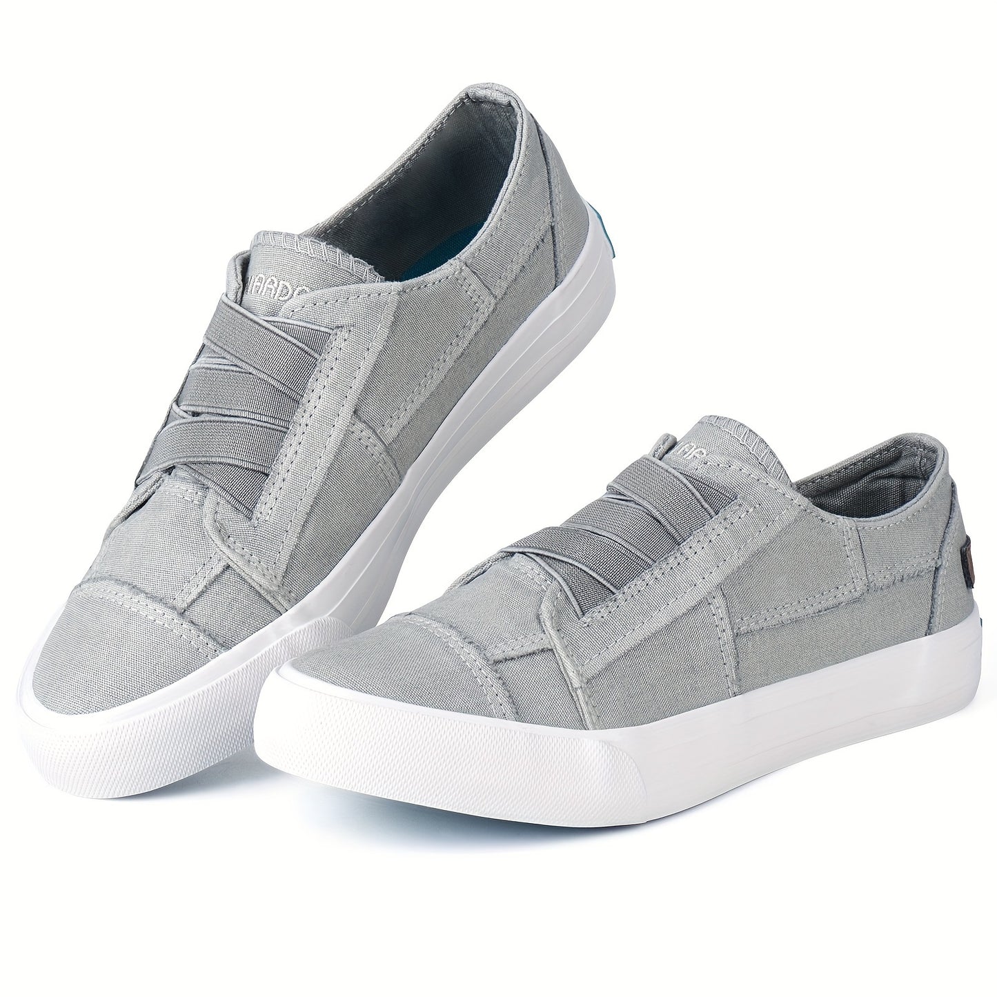 Women's Casual Slip-On Canvas Sneakers - No Laces, Elastic Low Top