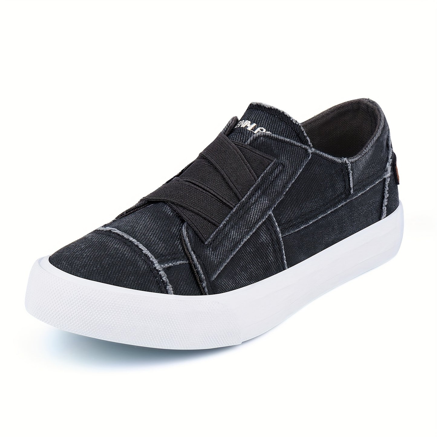 Women's Casual Slip-On Canvas Sneakers - No Laces, Elastic Low Top