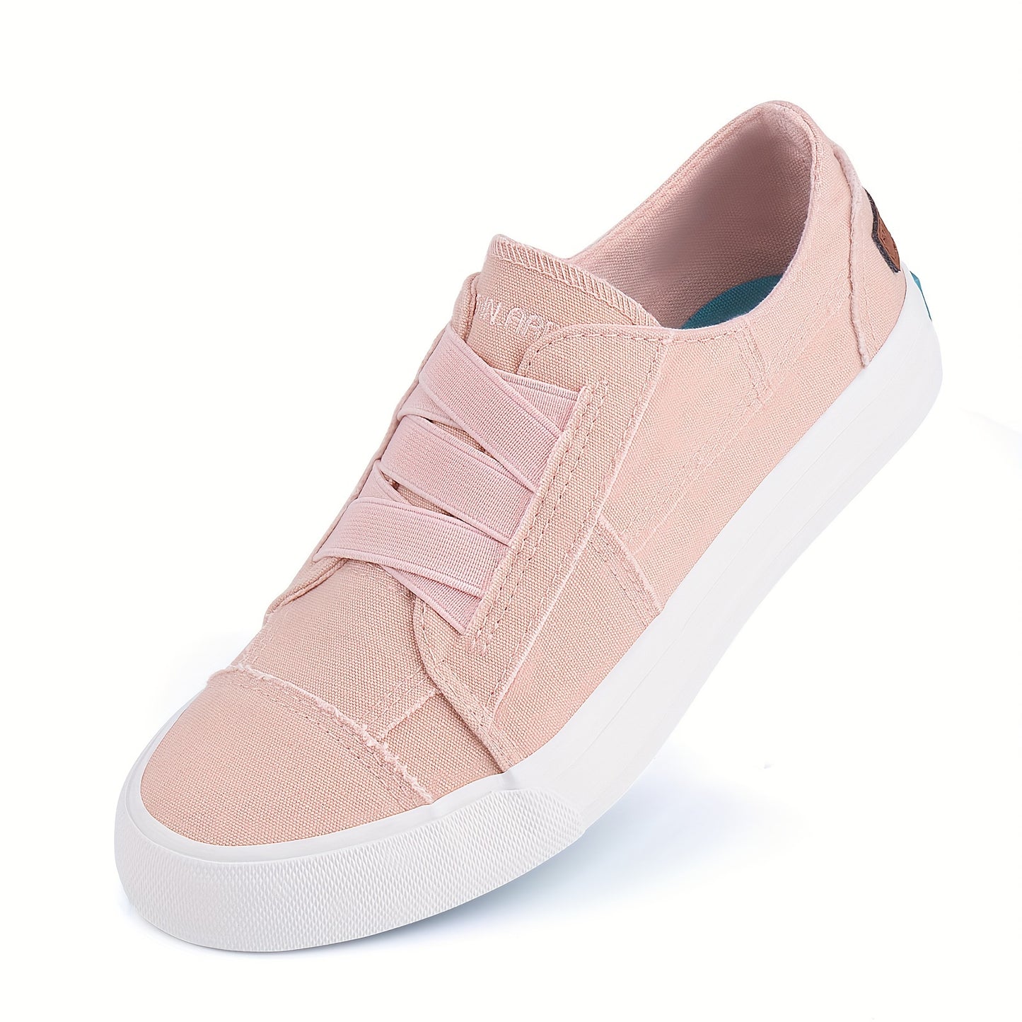 Women's Casual Slip-On Canvas Sneakers - No Laces, Elastic Low Top