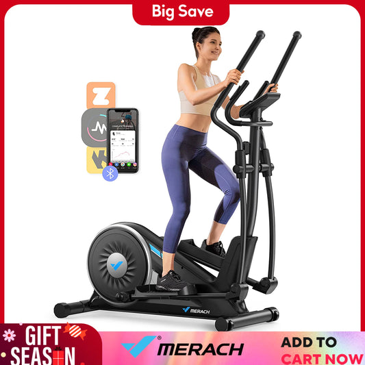 MERACH Elliptical Machine Home Hyper-Quiet Magnetic Drive System 16 Levels Adjustable Resistance