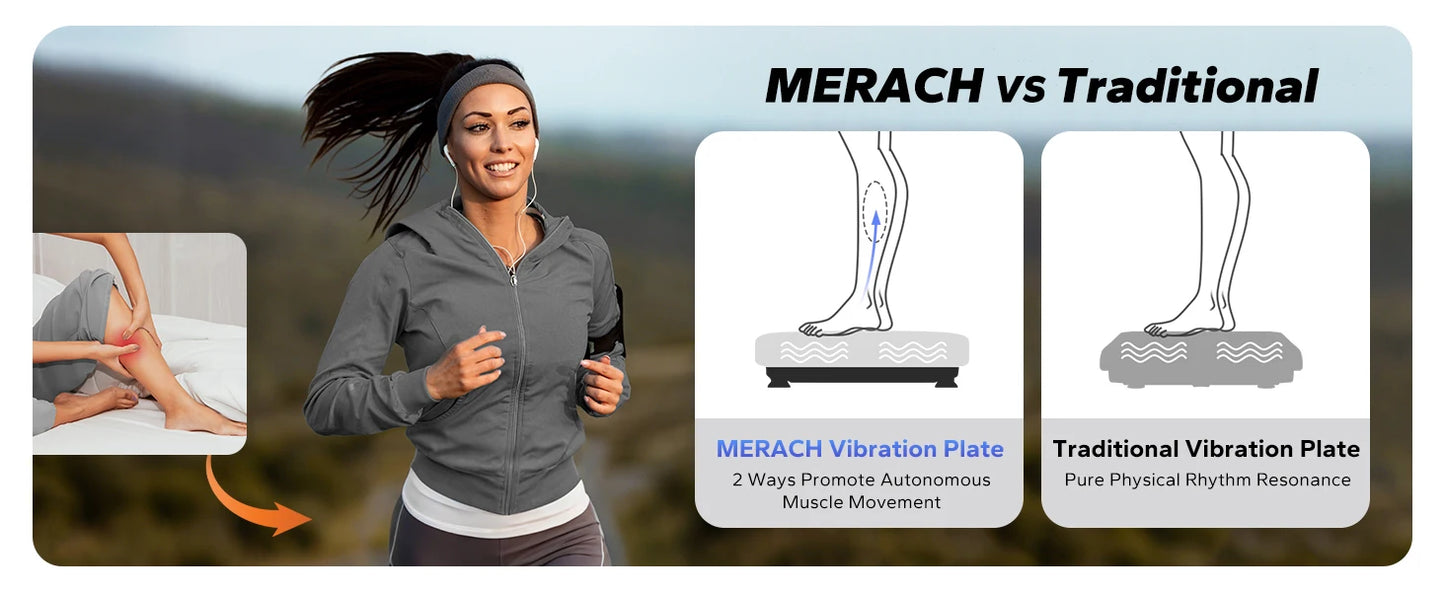 MERACH EMS Vibration Plate Exercise Machine for Lymphatic Drainage Relieve Pain Help Sleep Fat Burning