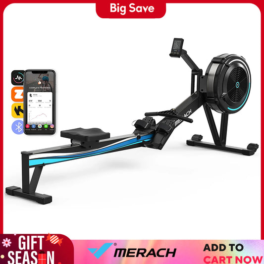 MERACH Rowing Machines for Home Adjustable Air Resistance Ergonomic Comfort Seat Performance Monitor