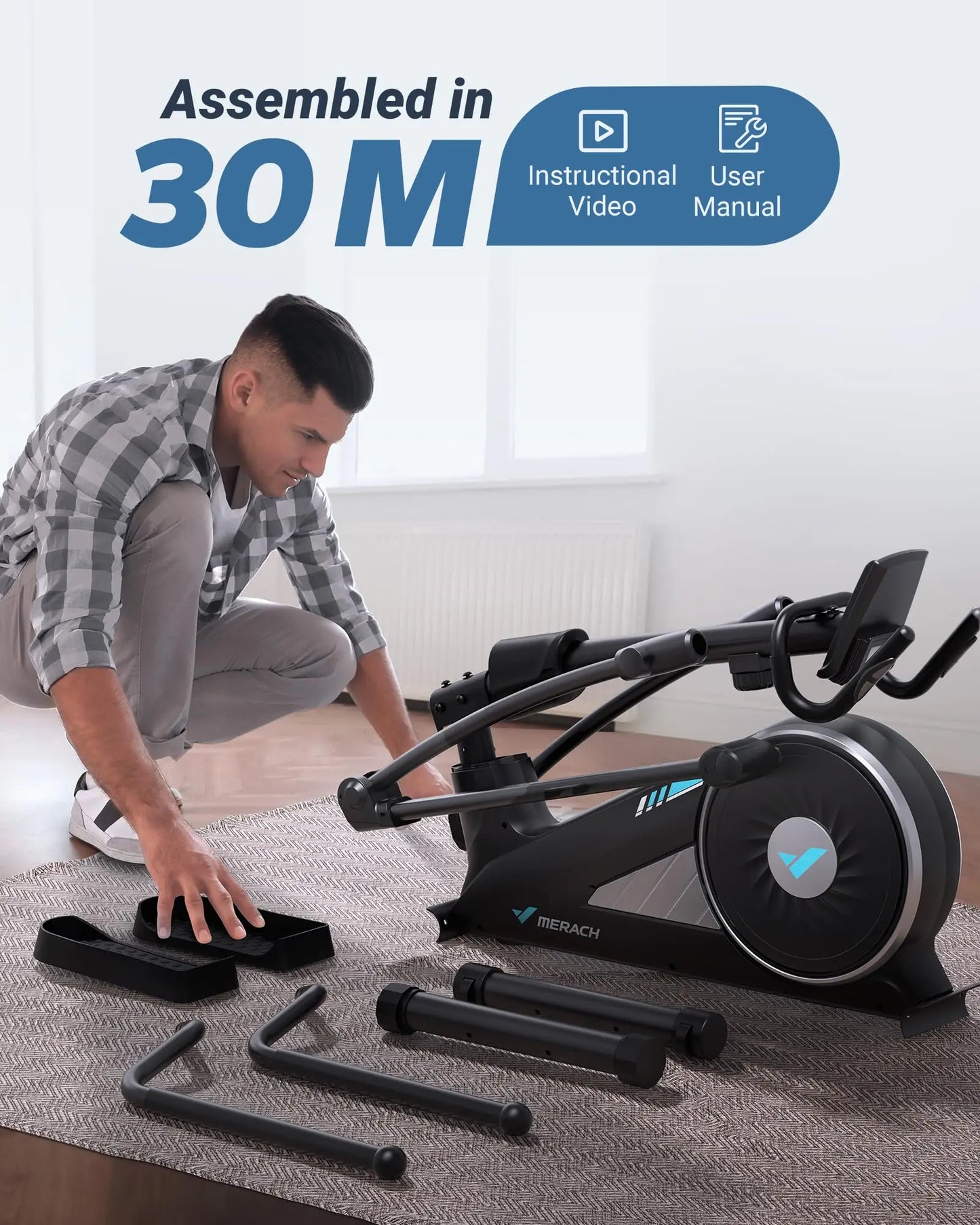 MERACH Elliptical Machine Home Hyper-Quiet Magnetic Drive System 16 Levels Adjustable Resistance