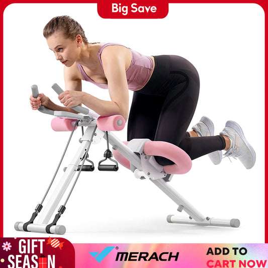 MERACH Ab Machine Adjustable Trainer Foldable Knee Protection Abdominal Core Exercise