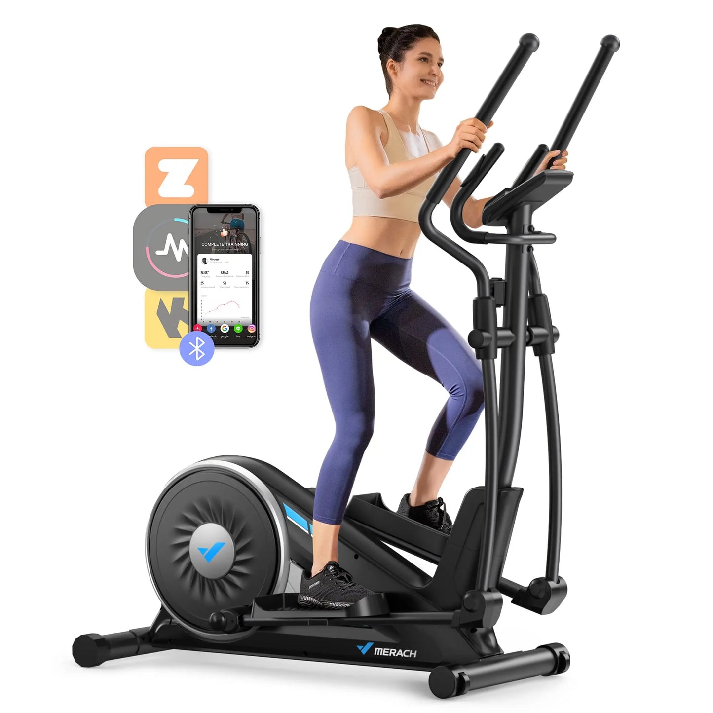 MERACH Elliptical Machine Home Hyper-Quiet Magnetic Drive System 16 Levels Adjustable Resistance